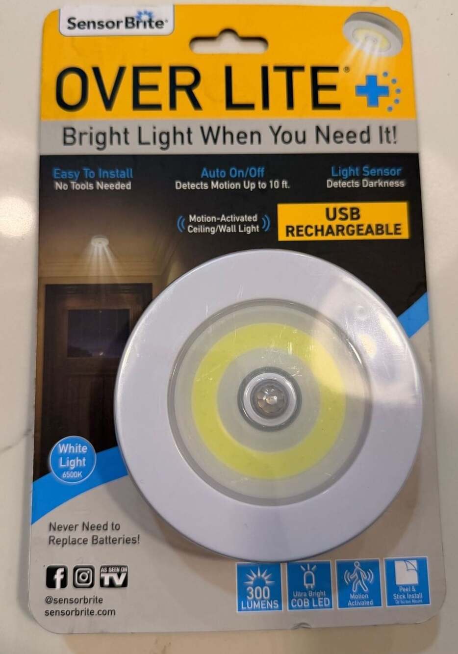 Sensor Brite Over Lite Motion-Activated Ceiling/Wall Light